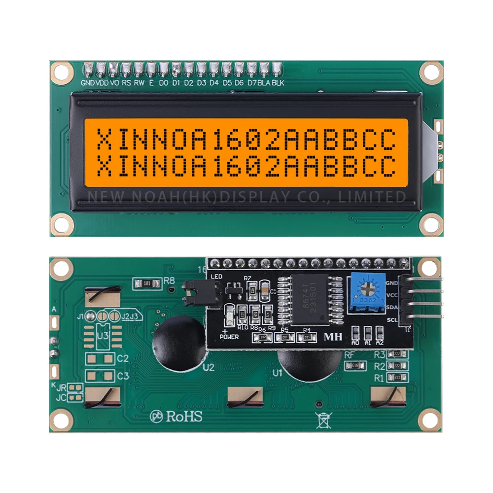 Orange Light Black Letters 1602A IIC Adapter Board Multiple Languages 1602 LCD Controller ST7066U Character Display Screen