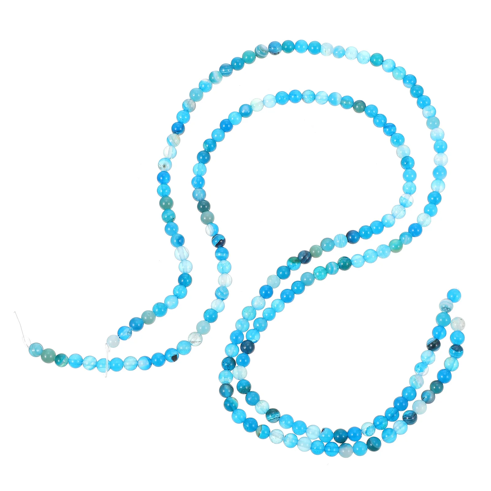 

180 Pcs Jewelry Striped Agate Loose Beads Round Stone DIY Accessories Blue Making Materials