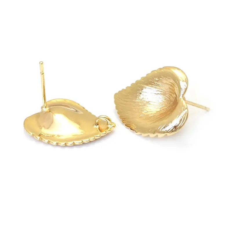 Pendientes de latón con forma de hoja de loto para mujer, aretes, pasadores, suministros de fabricación de joyas, accesorios, 18K, Color dorado