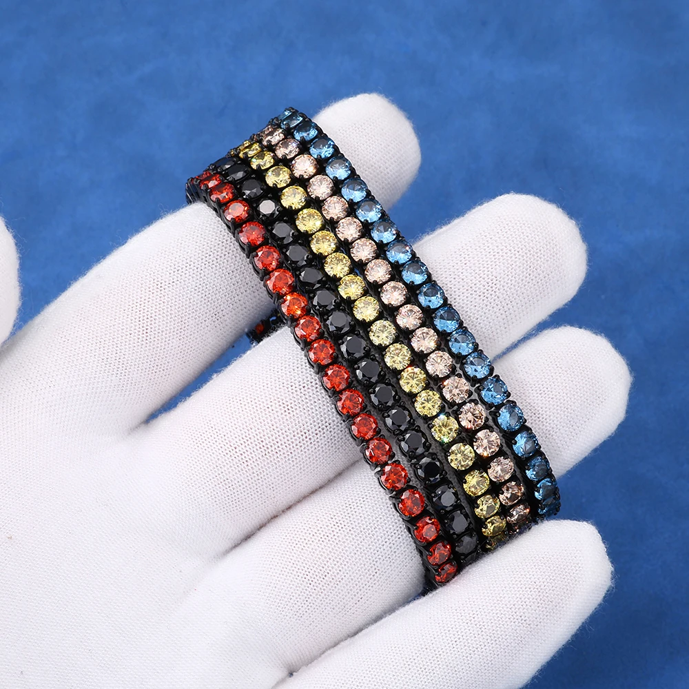 3MM 4MM Stainless Steel Zircon Tennis Bracelet For Men Women  Color Cubic Zirconia Chain Bracelet Hip Hop Party Jewelry Gift