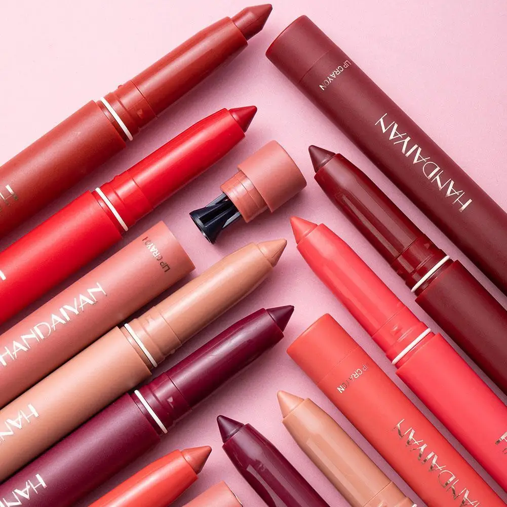 ลิปกลอสไม่ติดไม่ซีดจางพร้อมปากกาสีแดง Matte Lip Liner ปรับเปลี่ยนรูปร่างริมฝีปากเรียบเนียนริมฝีปากแก้ไขสีลิปสติก