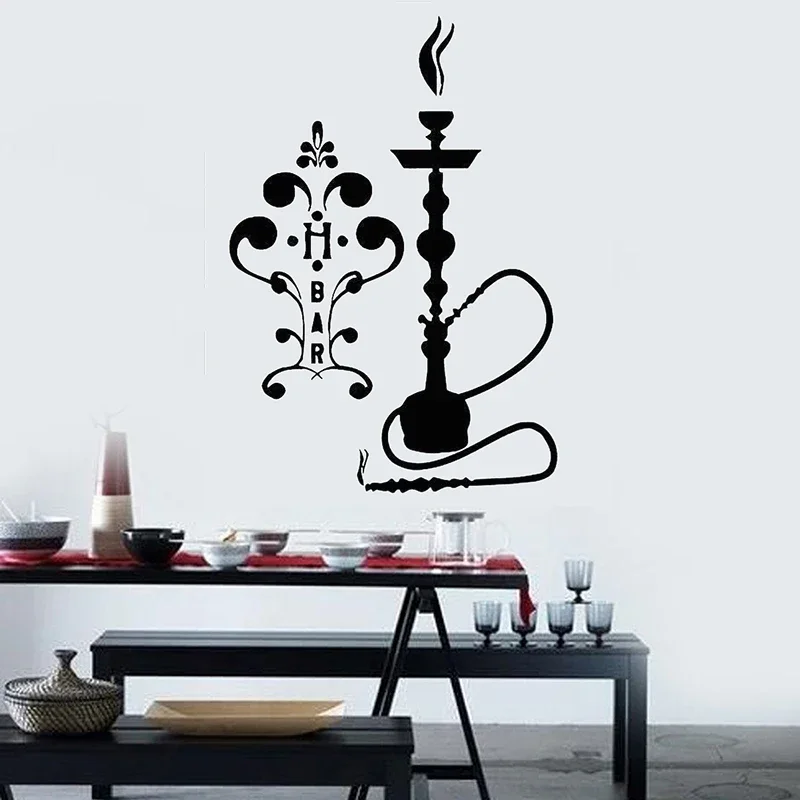 Hookah Sign Wall Sticker Arabic Style Decor Decals Removable Vinyl Wall Stickers Home Decor for Living Room Smoke Bar G514