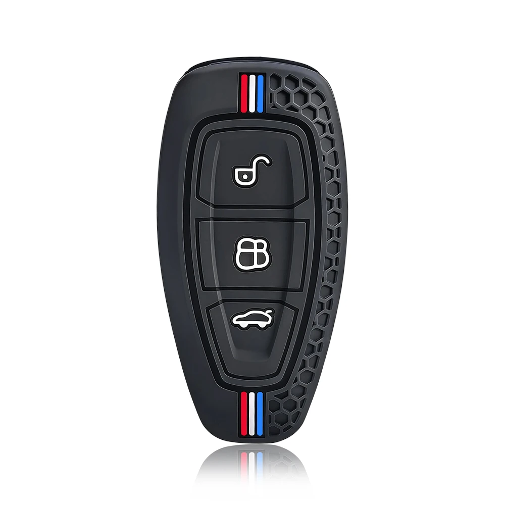 New Style Car Key Pack for Ford ST Line Fiesta Focus Mondeo Ecosport Kuga Puma Edge Escape Metallic Silicone Car Key Fob Case