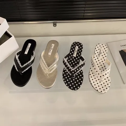 Новые женские шлепанцы с кружевной отделкой, на платформе, в горошек, повседневные летние сандалии-вьетнамки