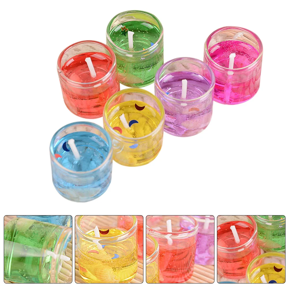 6 Pcs Dinner Table Decor Aromatic Tea Candles Jelly Lights Valentine's Day Scented Housewarming Gift Plastic