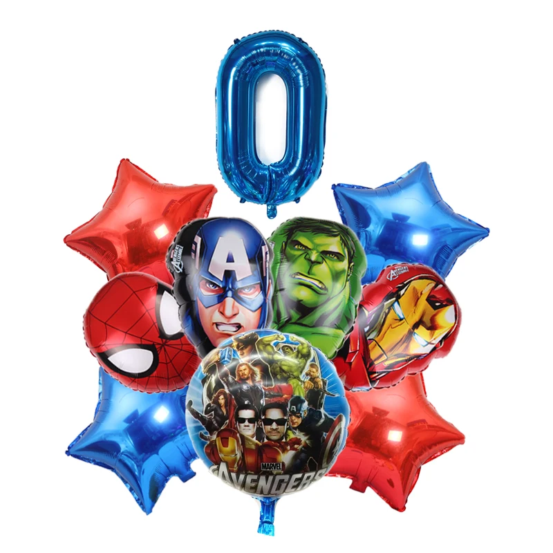 1Set Marvel Avengers Alliance Spider Man Hulk Aluminum Foil Balloon Children's Birthday Party Decoration Iron Man Hero Ball Gift