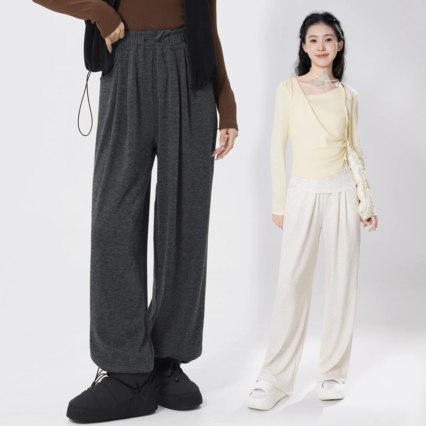 سراويل الرقص النسائية الفضفاضة المستقيمة واسعة الساق السراويل ممارسة الرقص السراويل الدافئة الكبار قابل للتعديل افتتاح الساق السراويل الرقص الحديثة #2