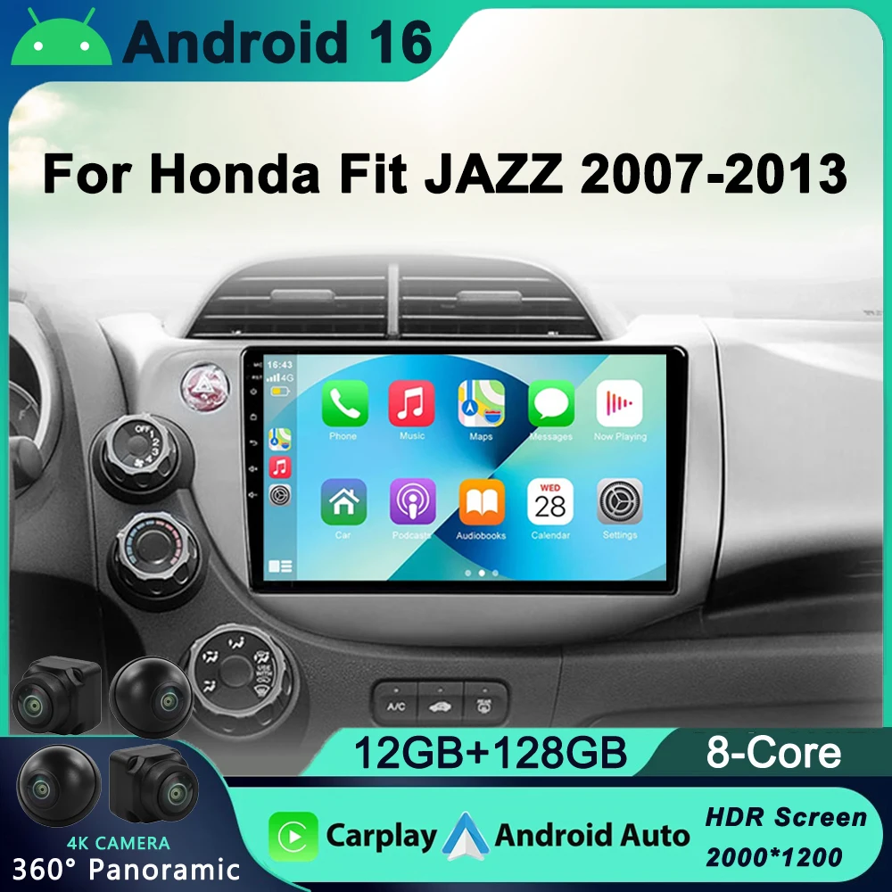 

2Din 4G Android 16 WiFi DSP CarPlay Car stereo Radio Multimedia Video Player For HONDA FIT JAZZ LHD 2007-2014 Navigation GPS