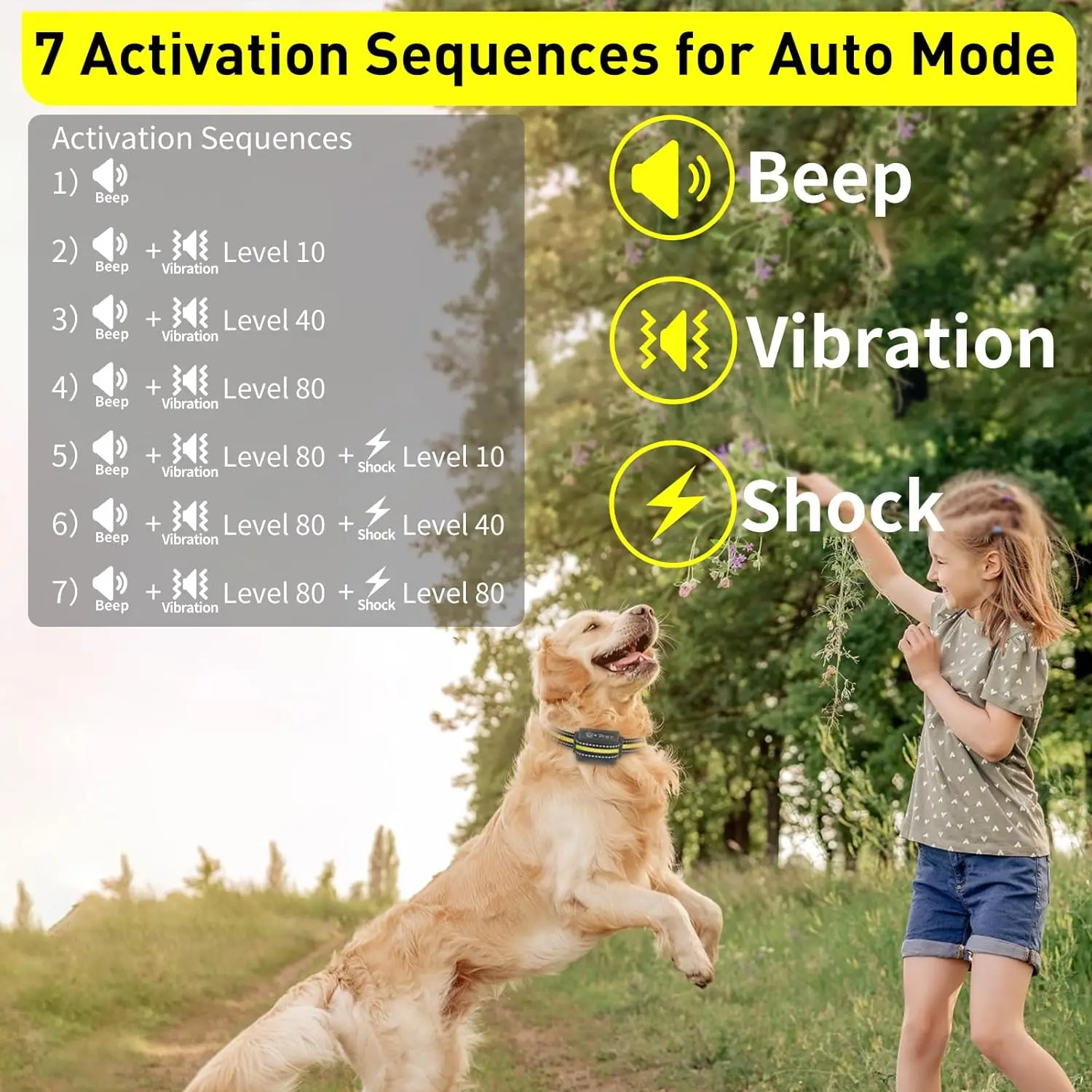 Automatic Bark Collar for 3 Dogs,3300 Ft Automatic Bark Collar Dog Training Shock Collar With Flashlight,LCD Screen Display