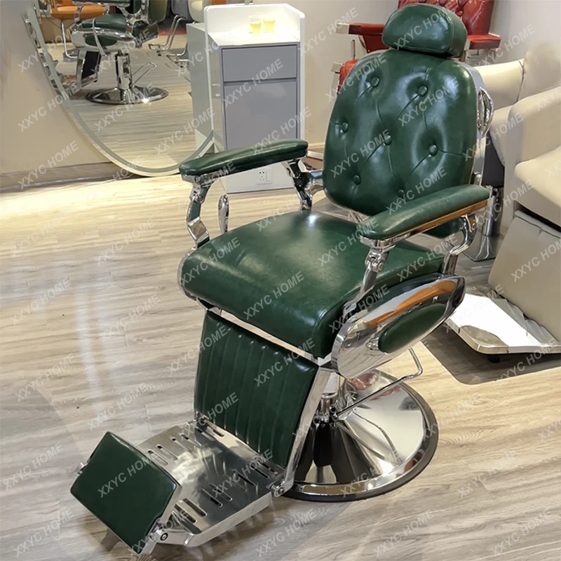 Retro Oil Head Chair Reclining Barber Chair for Hair Salon Hairdressing Chair