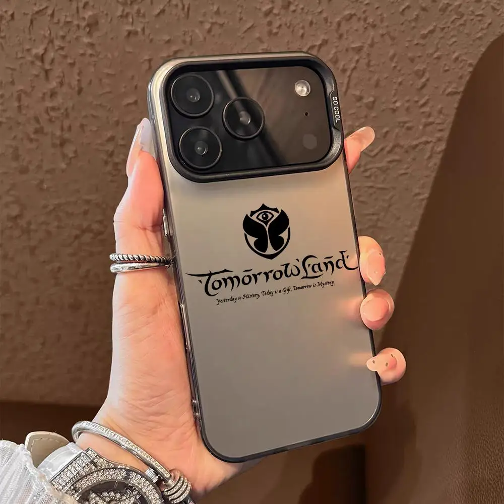 Custodia per telefono Festival musicale T-TomorrowlandS per iPhone 17 16 15 14 13 12 11 Pro Max Nero Viola Opaco Laser Metallico Aurora Funda