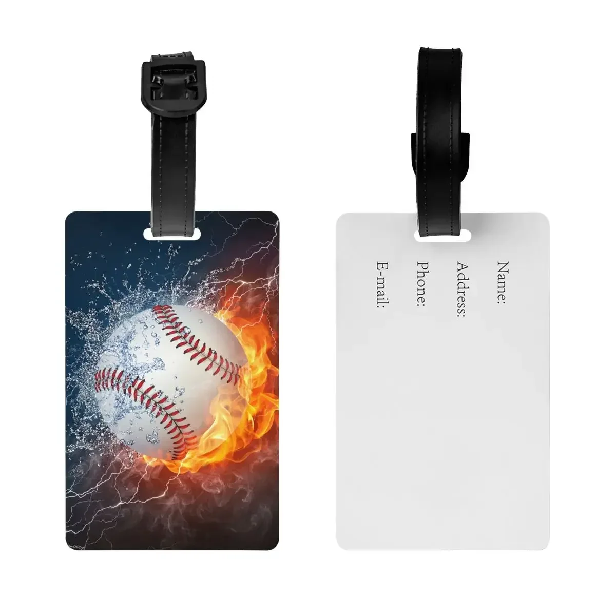 Custom Baseball Ball In  And Water Luggage Tag Privacy Protection Baggage Tags Travel Bag Labels Suitcase