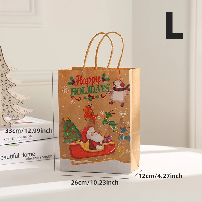 Torba na prezenty świąteczne Torba na prezenty wigilijne Torba papierowa na prezenty Torba na jabłko z papieru pakowego Torba na choinkę z kreskówek — zdjęcie 7