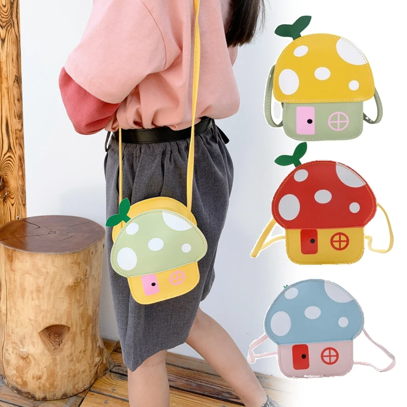 حقيبة فطر عصرية لطيفة من جلد البولي يوريثان محفظة كروس للفتيات والنساء حقيبة كتف صغيرة محفظة عصرية إكسسوار يومي