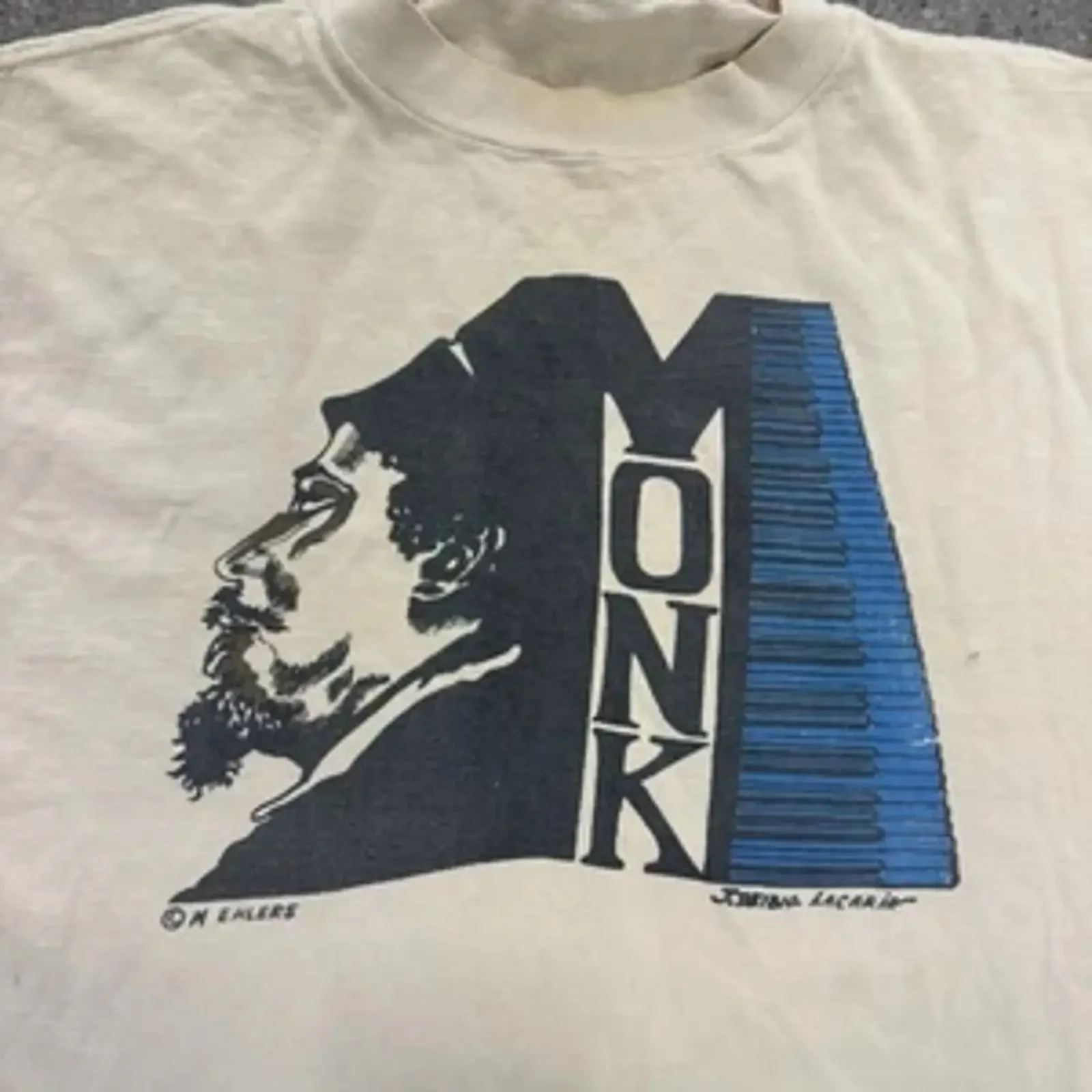 Винтажная белая футболка Thelonious Sphere Monk Jazz 70-х годов, размеры S-5XL, H546, винтажная, с эффектом потертости, уличный стиль, слегка эластичная, дышащая, мягкая.