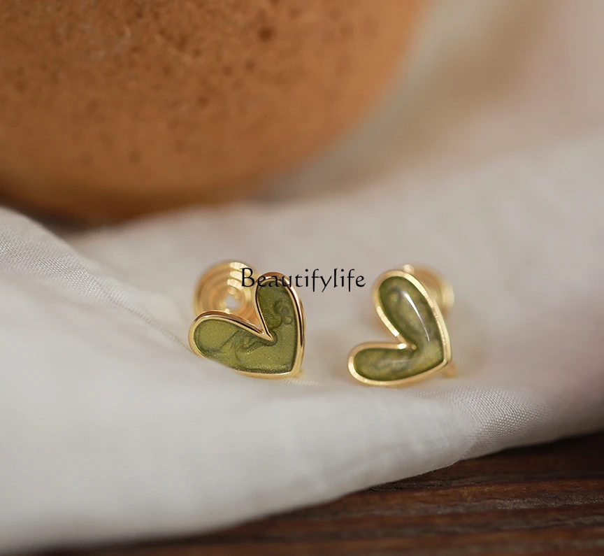 

Small Green Ear Clip without Pierced Ears Fresh New Chinese Style Delicate Earrings