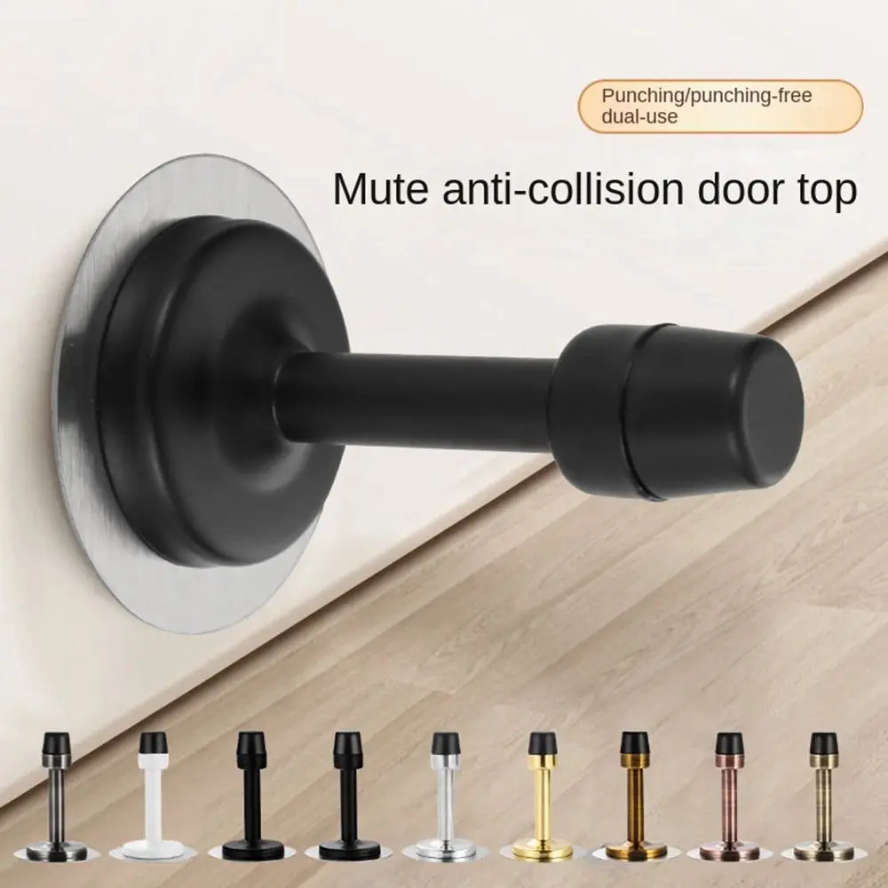 Wall Mounted Rubber Door Stopper Durable Stainless Steel Door Stop Anti-Collision Noise Canceling Wall Protector Home Hardware