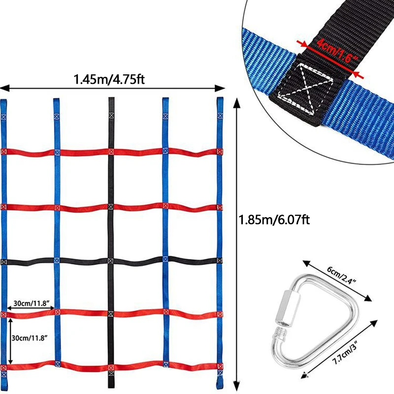 1.85m Climbing Net for Kids Portable  Ladder Polyester Ninja Cargo Net Warrior Obstacle Courses Swing Set Outdoor Treehouse