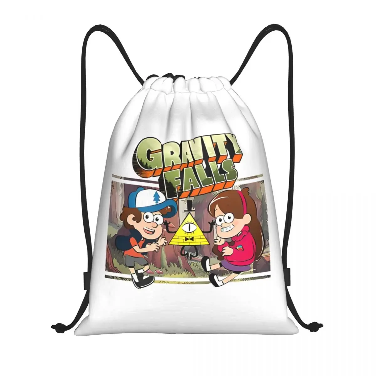 Gravity Falls Bill Cipher Drawstring Backpack Gym Sports Sackpack Cartoon String Bag for Running