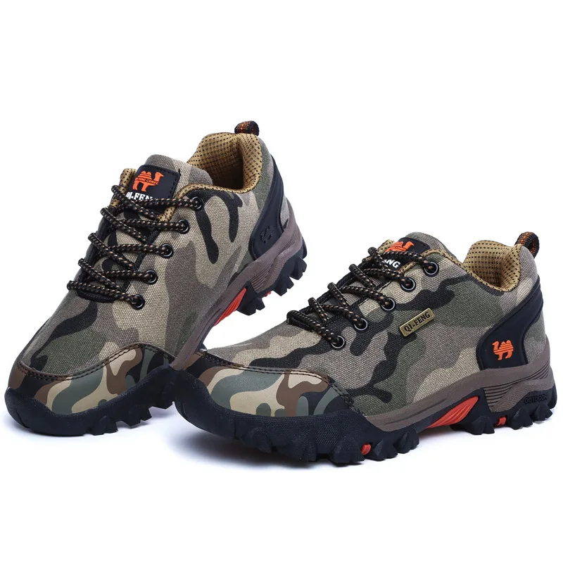 

Lynjacye Camo Color Outdoor Lover Trekking Shoes Men Waterproof Hiking Shoes Mountain Boots PU Leather Woodland Hunting Shoes