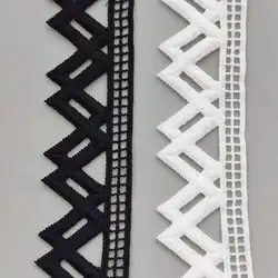 1 Yard Novelty Embroidery Lace Chris Cross Milk Fiber Embroidered White And Black Lace Diy Sewing Garment Accessories 3.5cm