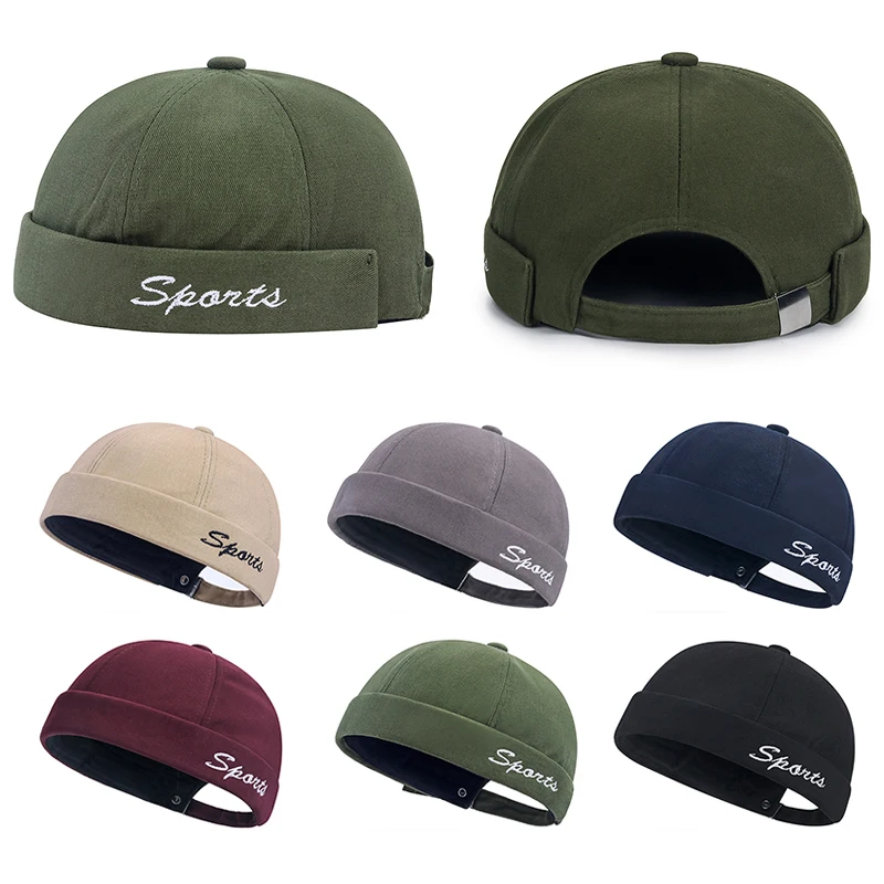 Men Beanie Cap Solid Color Bonnet Vintage Dome Hat Cotton Breathable Spring Autumn Hat Brimless Beanies Women Hip Hop Hats