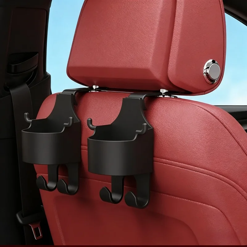 Car Supplies Seat Back Storage Rack 1/2 Multifunctional Cup Holder Storage Box with Hook PP Material Beverage Phone Holder Car M
