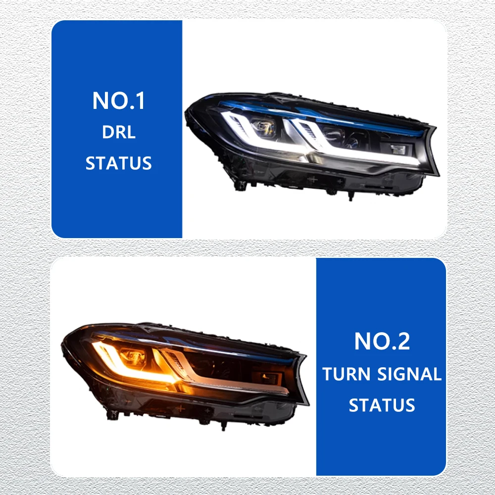 التصميم LED المصابيح الأمامية لسيارات BMW 5 سلسلة G30 18-20 كامل led DRL سيارة رئيس مجموعة مصابيح إشارة اكسسوارات السيارات تعديل مصباح