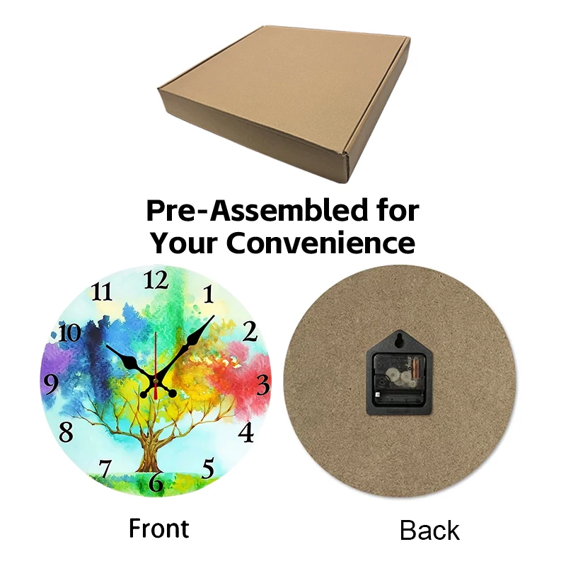 ساعة حائط معلقة خشبية مستديرة صامتة من Lucky Tree، مناسبة لغرفة المعيشة والمكتب وغرفة الدراسة وغرفة النوم والديكور المنزلي