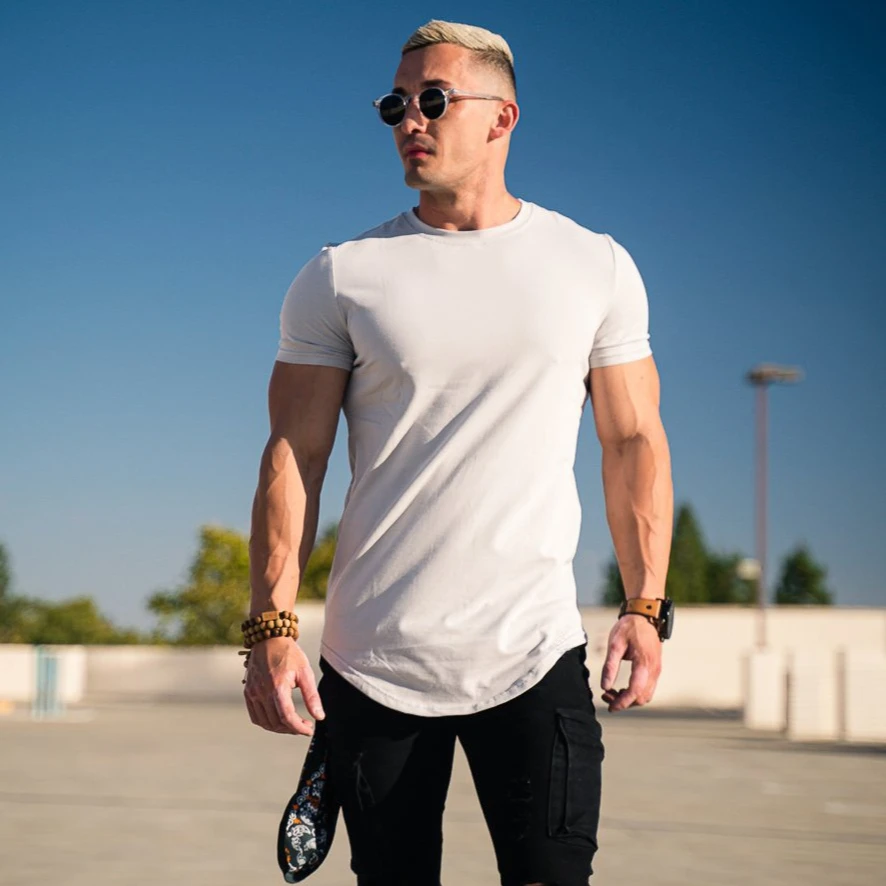 MRMT 2026 Brand New Men's Fitness Short Sleeved Summer European Style Breathable Quick-Drying Stretch Round Hem T-Shirt