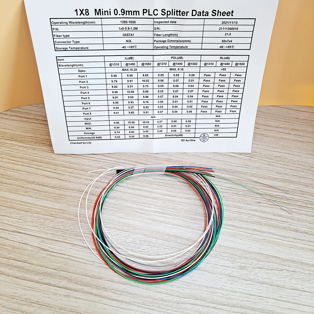 

10Pcs/Lot 1X2 1X4 1X8 1X16 PLC SM 0.9Mm High Quality 1M FTTH Fiber Optic Color Splitter Free Shipping