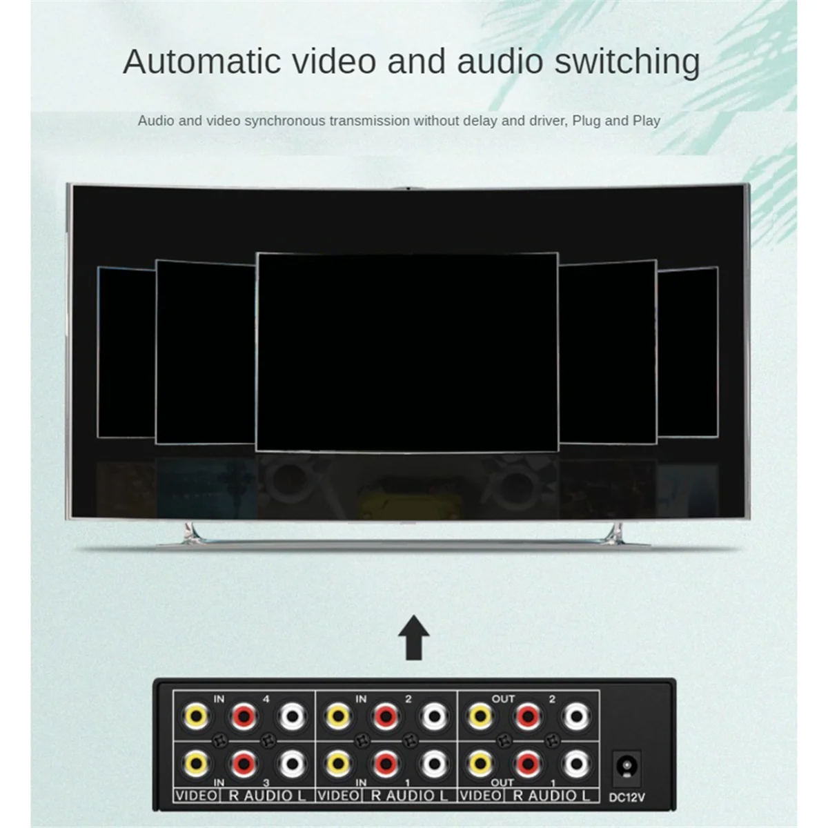 Composite AV RCA Switch Splitter 4 in 2 Out Analog Video C-VBS RCA AV Splitter Switch 4X2 z pilotem do DVD TV US Plug