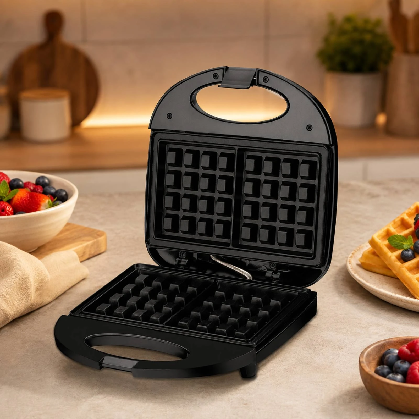 Countertop Sandwich Maker with Indicator Lights Double-Sided Heating Sandwich Maker Kitchen Appliance Compact Space-Saving