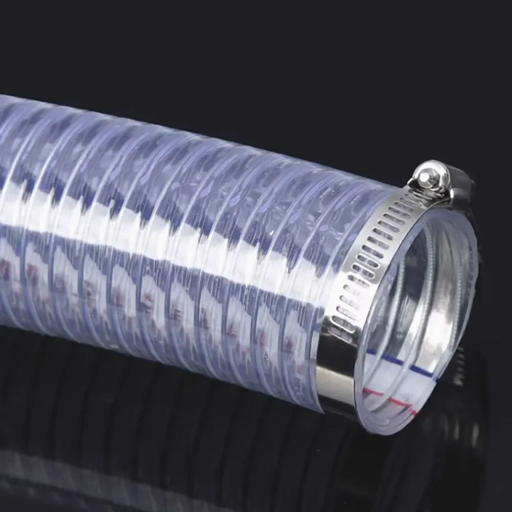 Mangueira de fio de aço transparente de 10mm ~ 40mm, mangueira de aquecimento de água em pvc com fio de aço, mangueira de bomba de água de alta qualidade, tubo de óleo de 1-5m