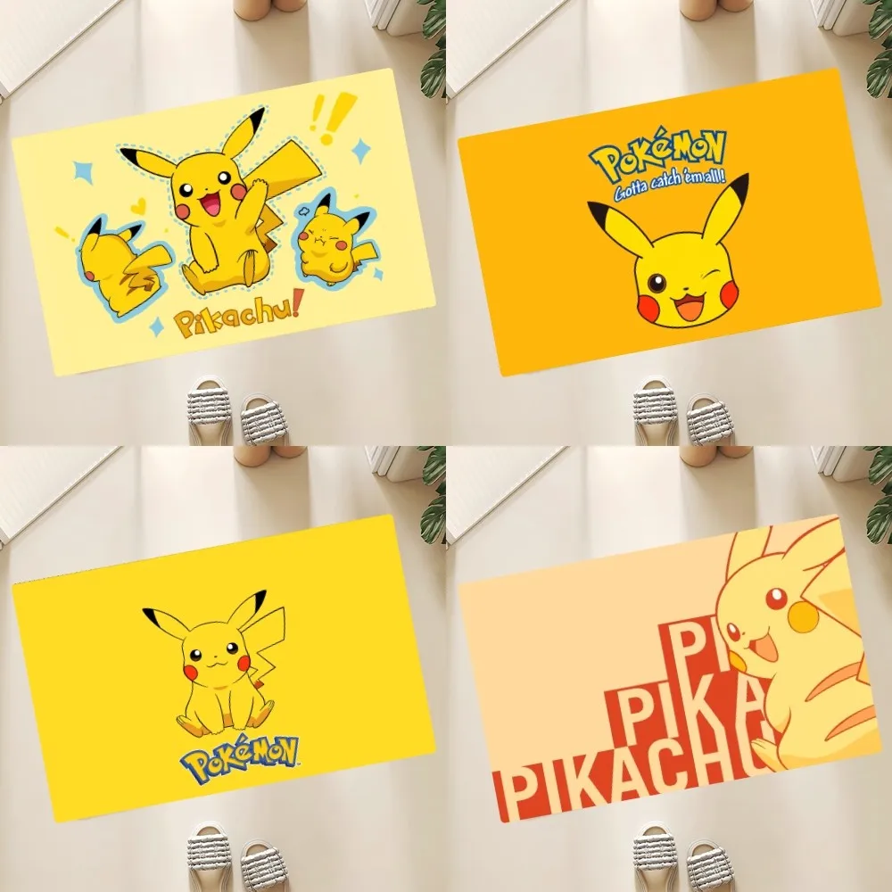 MINISO Pokémon Pikachu Floor Mat Anti-Slip Doormat Home Entrance Doormat Bedroom Bathroom Living Room Floor Mats Kitchen Rug