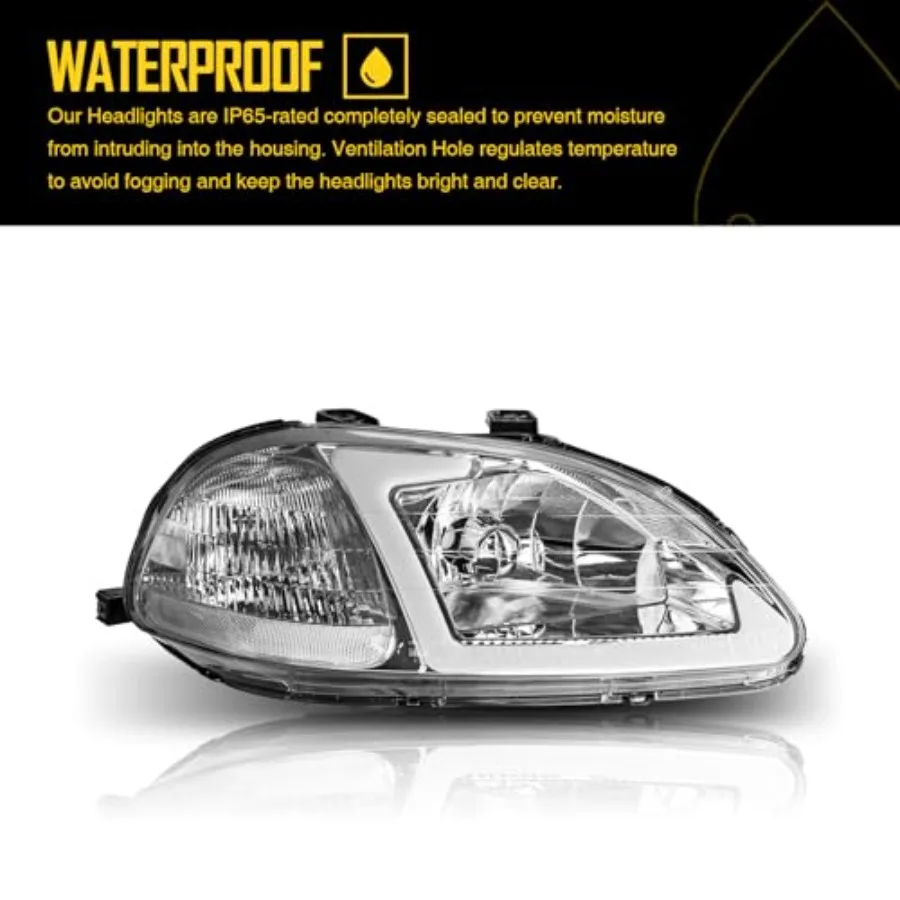 استبدال مجموعة المصابيح الأمامية لـ 1996 1997 1998 Civic EJ EM EK مع شريط LED DRL مجموعة مصابيح أمامية عالية الأداء لتعزيز #6