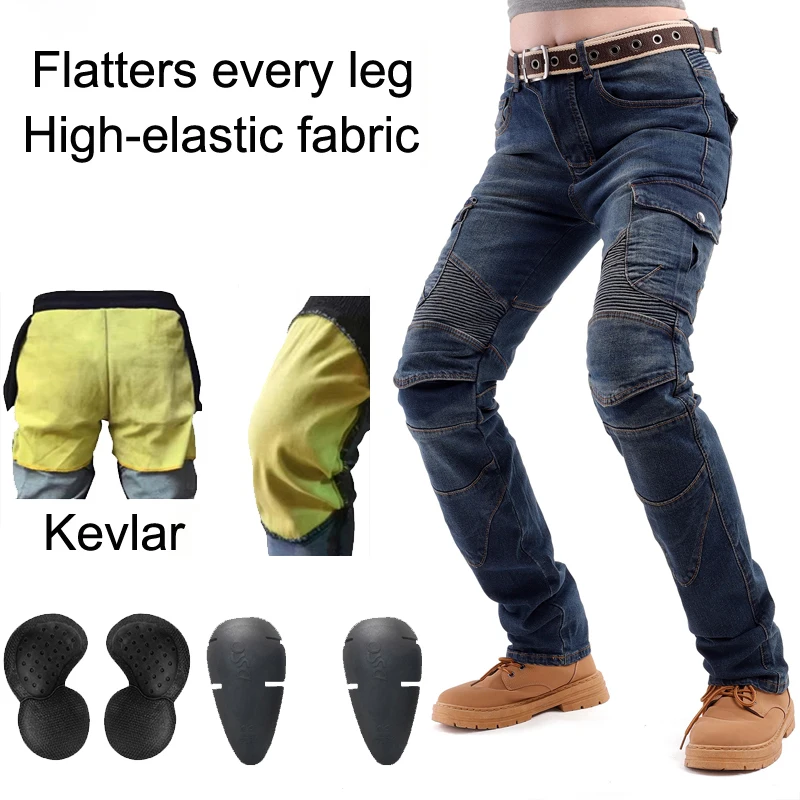 

Кевларовые мотоциклетные джинсы, женские арамидные брюки для верховой езды, защитные мотоциклетные брюки, синие мотокросс
