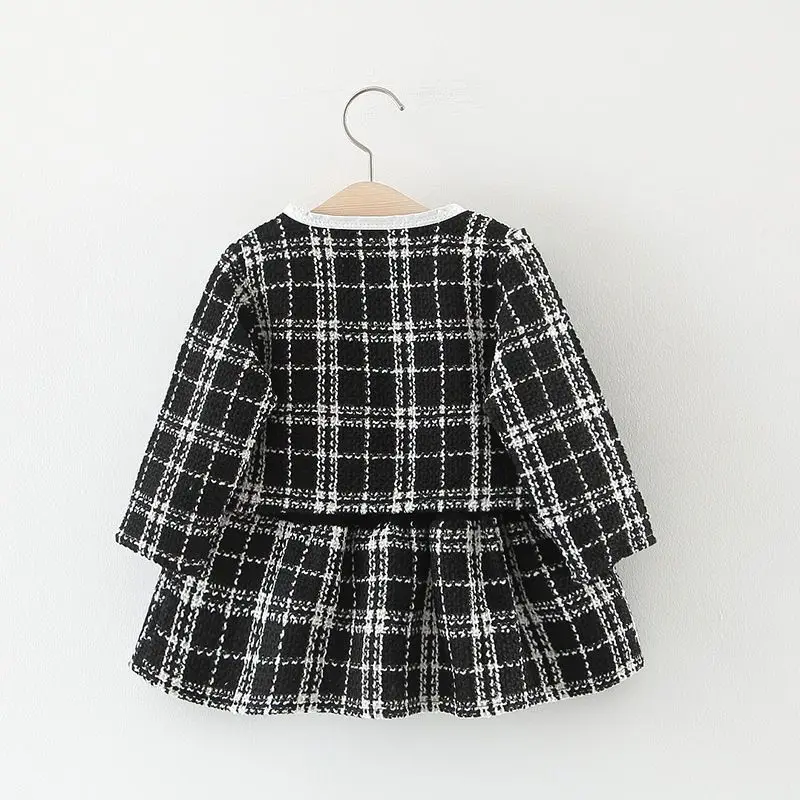 2023 Spring Girls Fashion 2pcs Plaid Suit Baby Kids Children Clothing Set Including Coat+ Dress