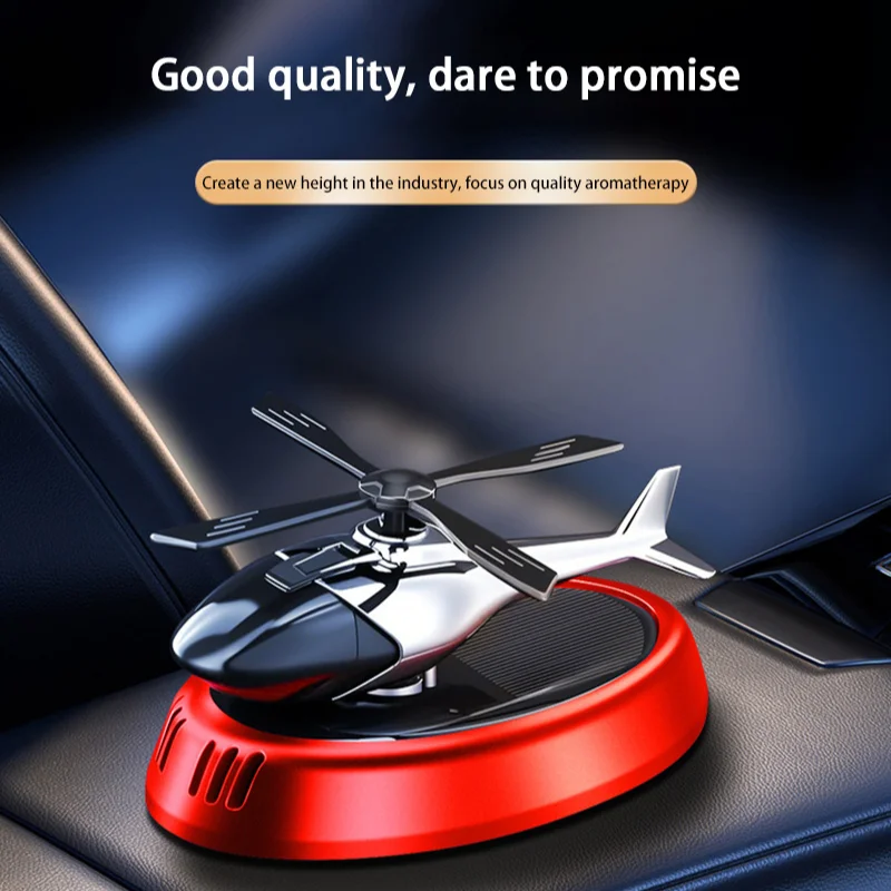 Solar Powered Rotating Helicopter Car Air Freshener Aromatherapy Diffuser Alloy Abs Wooden Fragrance Auto Air Freshener - view 5