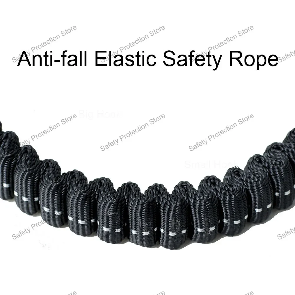 Imagem -04 - High Altitude Work Safety Belt Rope Corda de Proteção Eletricista com Buffer Bolsa Anti Fall Elástico Gancho Duplo 25kn