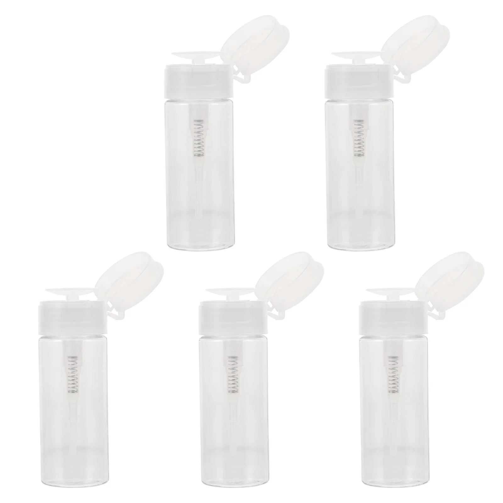 

5Pcs Nail Polish Remover Bottles Press Dispensers Reusable Travel Pump Containers for Makeup Remover Lotion Toner Alcohol