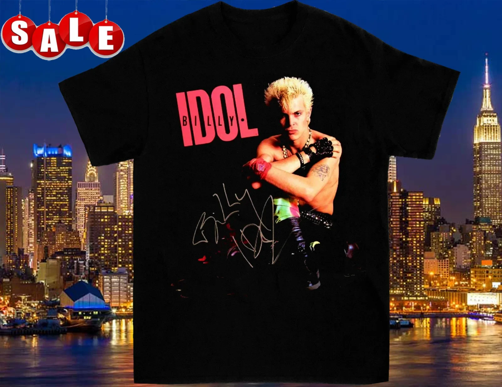 Hot Billy Idol Rebel Signature Short Sleeve T Shirt S M L 234XL cg510