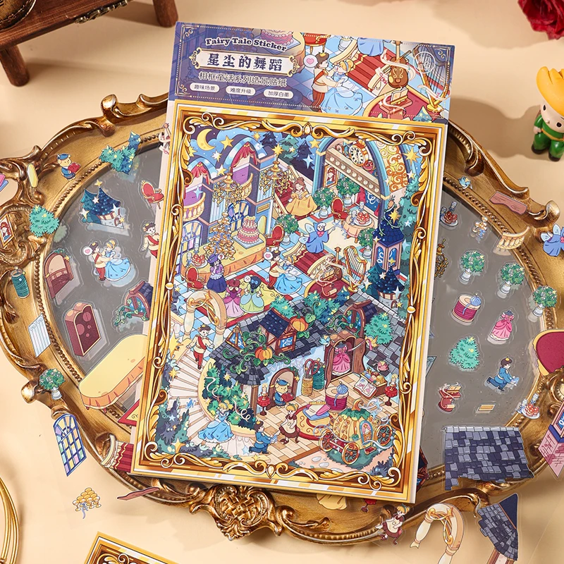 กรอบรูปน่ารัก ภาพเทพนิยาย 3 มิติ ผจญภัยในแดนมหัศจรรย์ สติ๊กเกอร์วิวทิวทัศน์ ฉากกระท่อมพกพา DIY ของขวัญคริสต์มาส