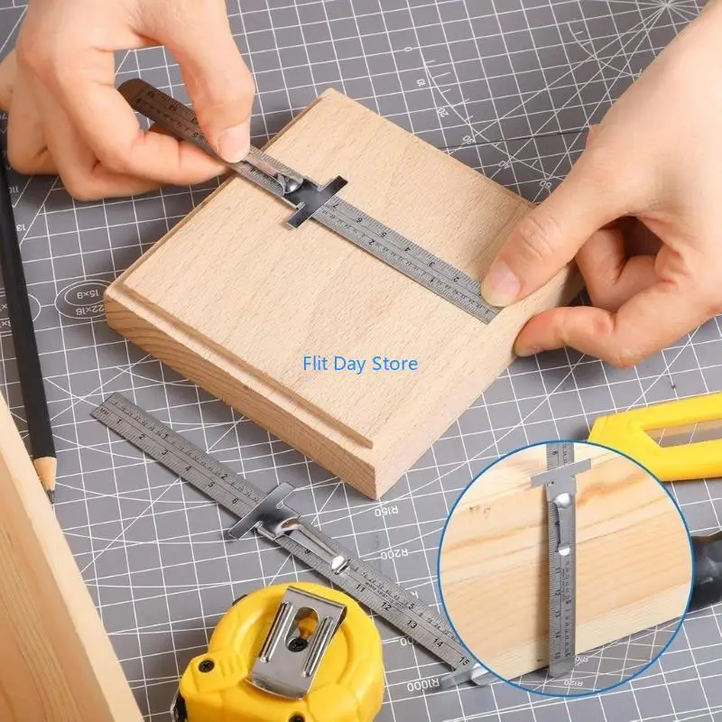 F92C Pocket Ruler for School Office Engineer Stainless Machinist Ruler with Detachable Clip 15cm Metric Scale Ruler