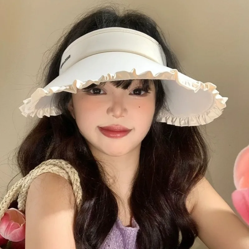 Summer Sun Proof Cap Outdoor Cycling Sun Hat Lady Big Brim Uv Proof Sunshade Hat Empty Cap Ponytail Hat Collapsible Hat