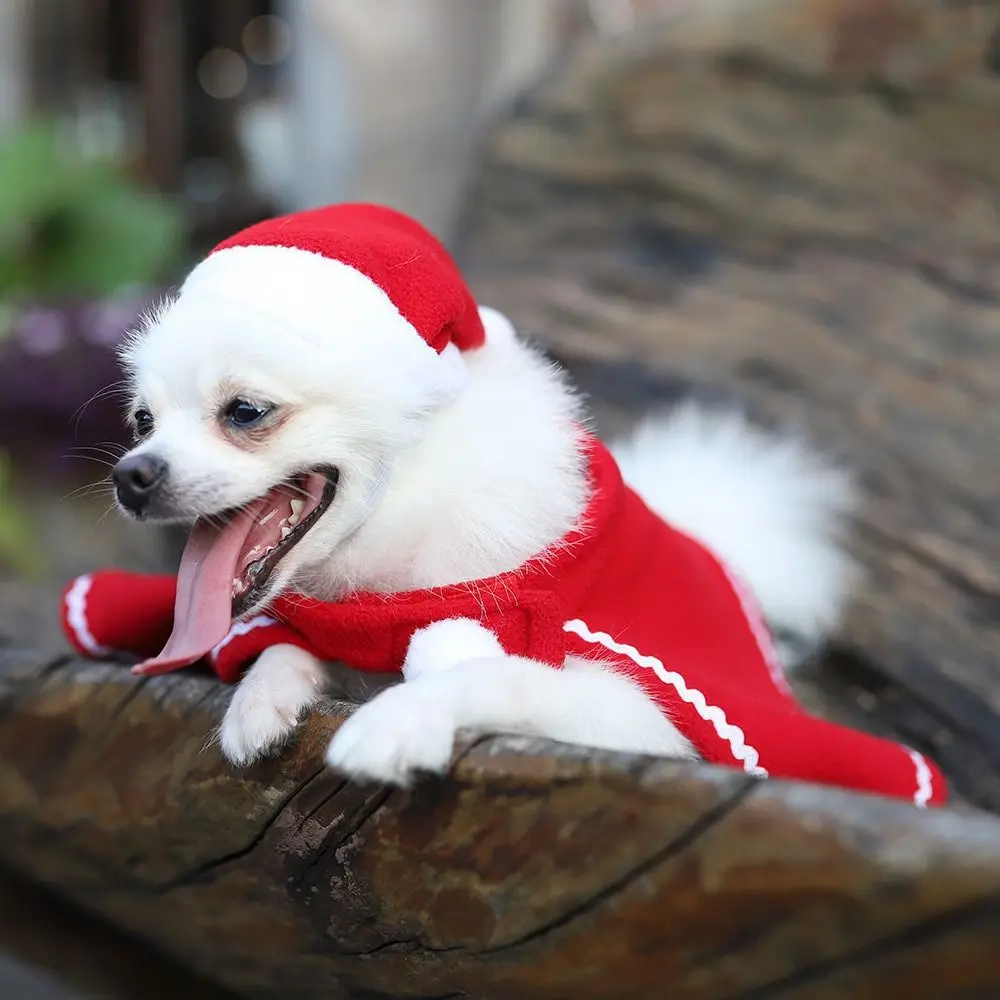 Christmas Cat Costume Soft Dog Christmas Cape Hat Adjustable Red Pet Xmas Hat Comfortable Christmas Pet Cloak for New Year - Image 4