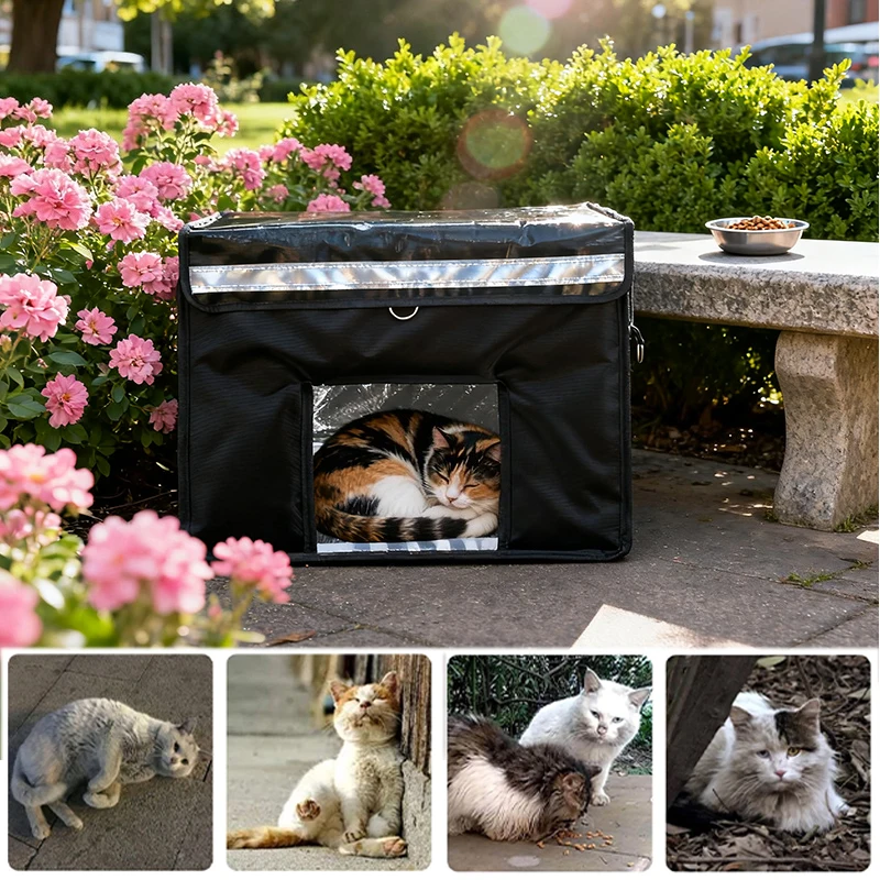 

Winter Outdoor Pet Shelter Weatherproof Insulated Cat House with Kickstand Foldable Design for Stray Feral Cats Small Dogs