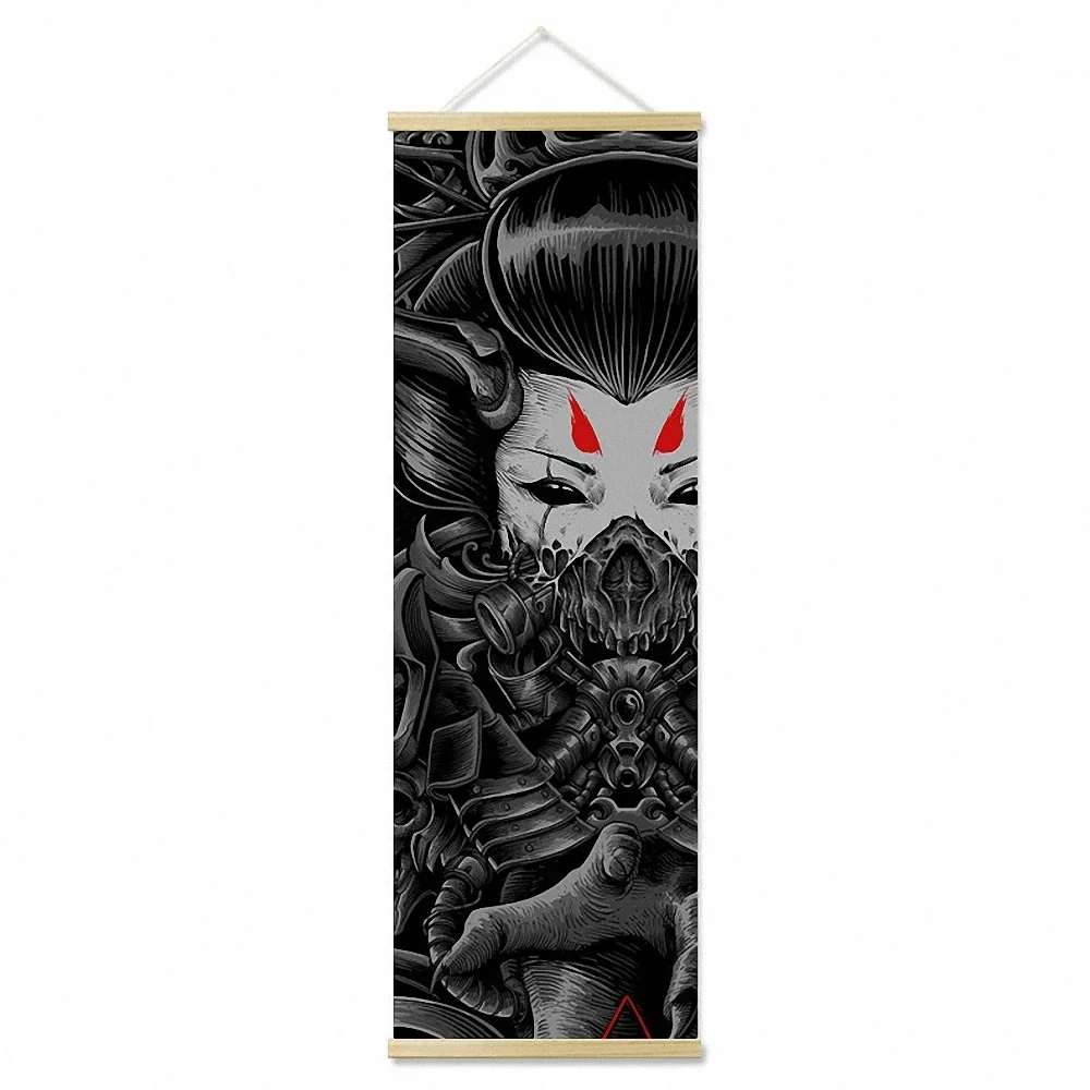

Vintage Bushido Posters and Prints Wood Hanging Wall Chart Home Decor Japanese Ukiyo-e Samurai Tattoo Canvas Scroll Painting p0