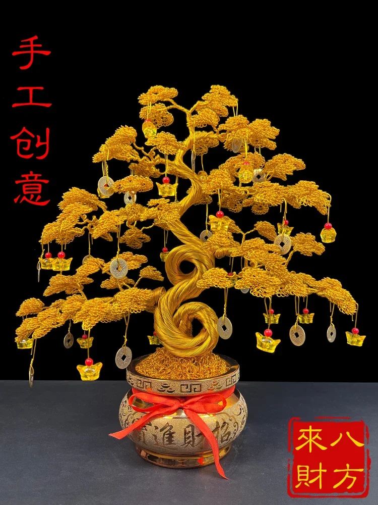 Cash cow handicraft fortune tree fortune decoration wine cabinet decoration living room office shop opening gifts