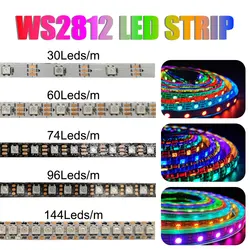 DC5V WS2812B Led Strip 5050 Smart RGB WS2812 Pixel Light Individually Addressable Black/White PCB IP30 IP65 IP67 30/60/144led